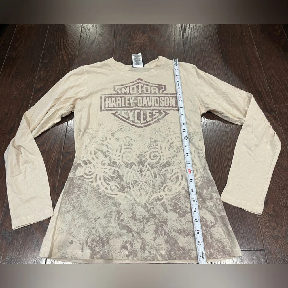 Harley Davidson Kokomo Indiana Beige Women Size Large Long sleeve shirt - Picture 4 of 7